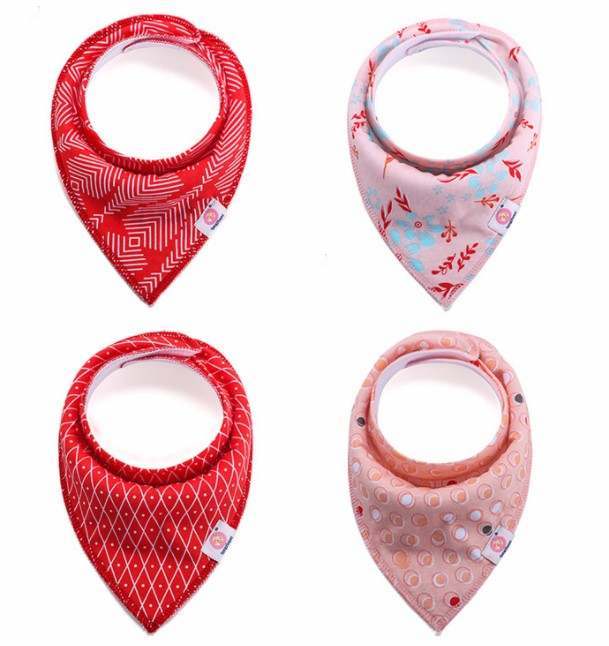 Set van 4 stuks Waterproof Bandana Slabbers - Girly