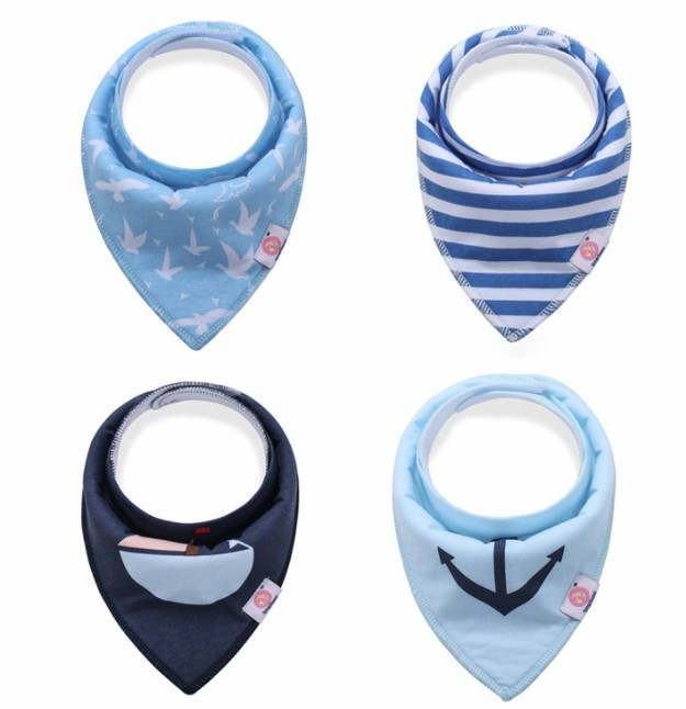 Set van 4 stuks Waterproof Bandana Slabbers - Blue Marine