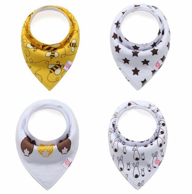 Set van 4 stuks Waterproof Bandana Slabbers - Bee & Bunny