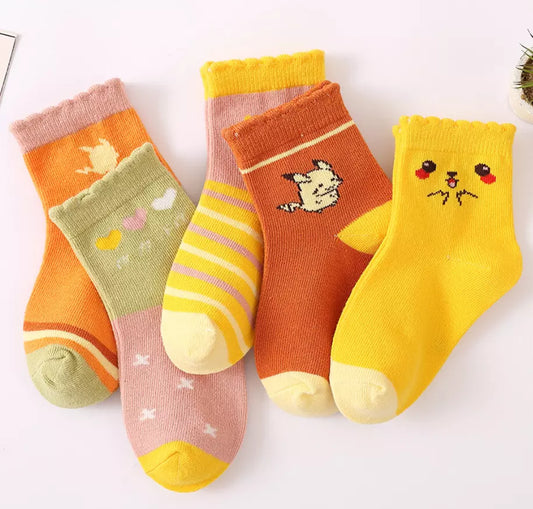 5 Pack Meisjes Baby Sokken - Pikachu