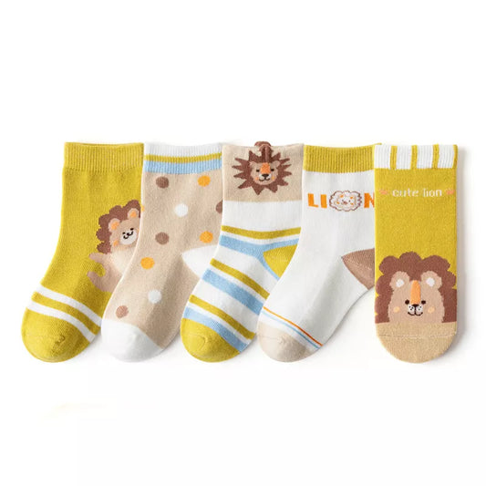 5 Pack Jongens Baby Sokken - Yellow Lion