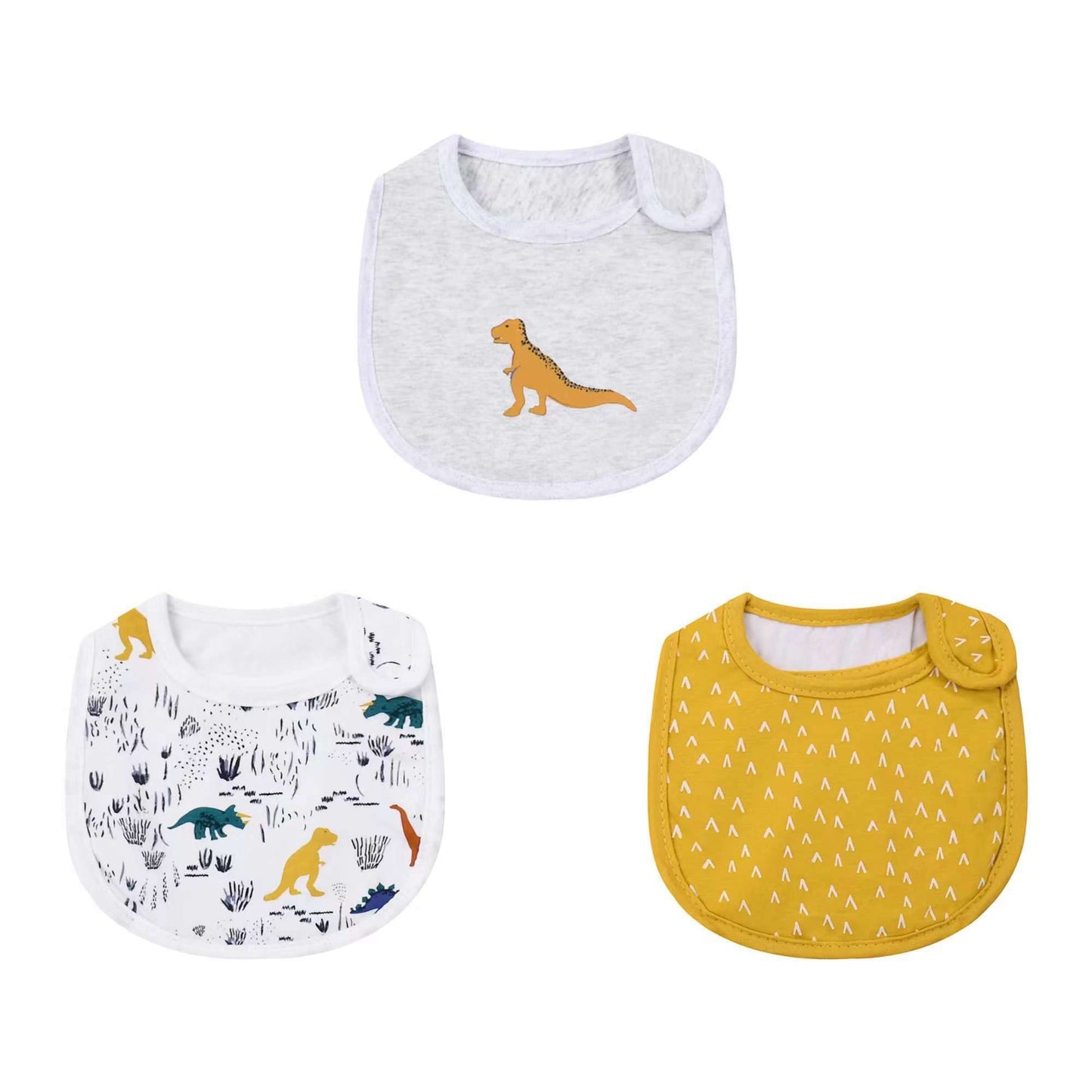 Set van 3 Paar Baby Slabbetje - Yellow Dinosaur